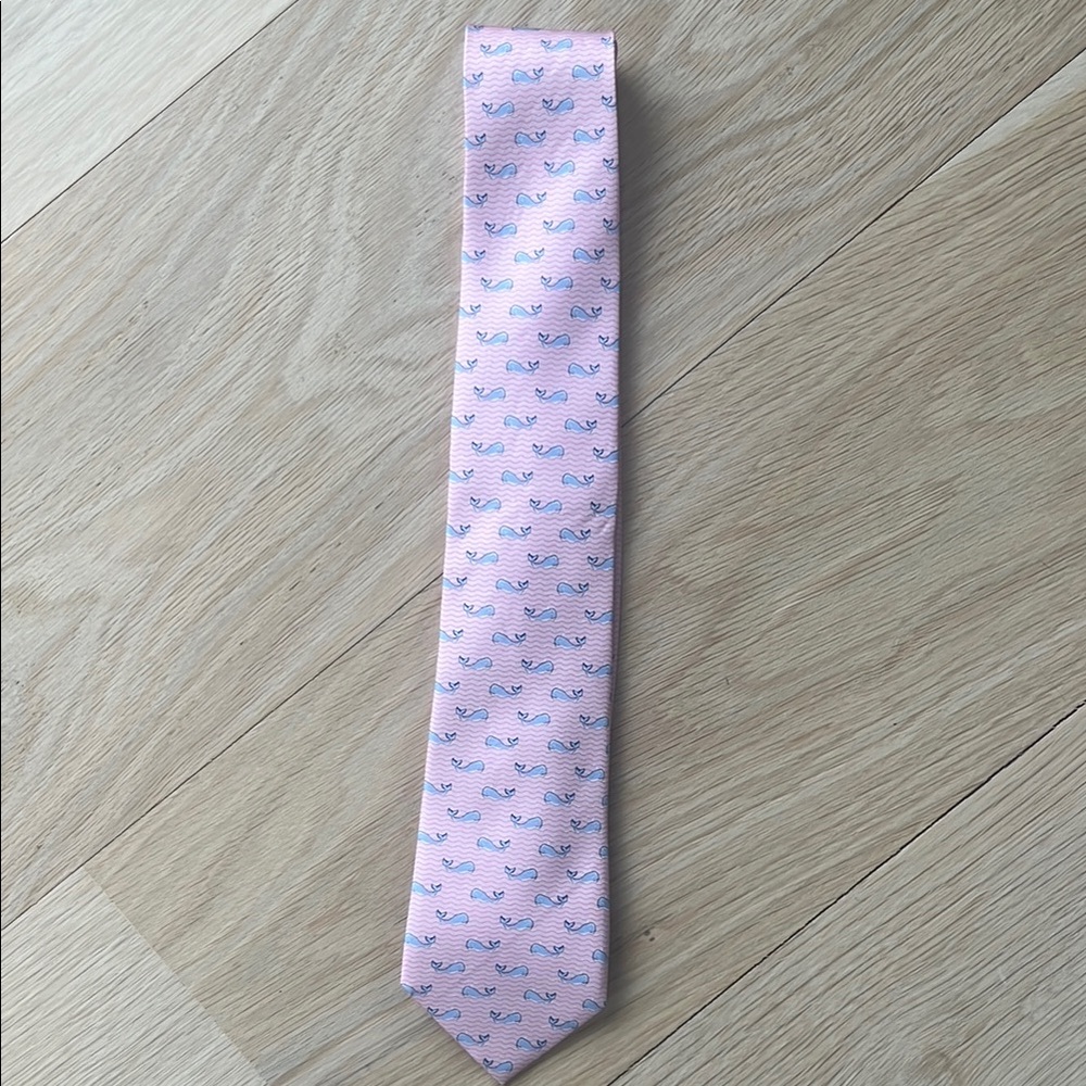 Tommy Hilfiger Pink and Blue Whale Pattern Tie
